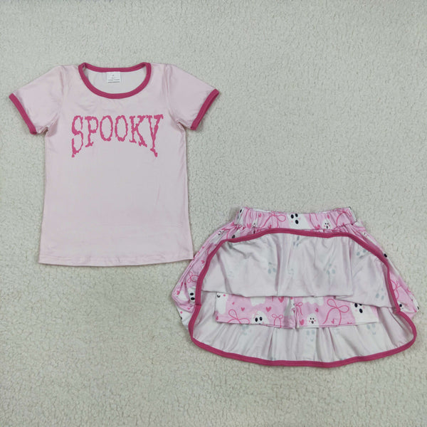 GSD2776 RTS toddler girl clothes boo girl halloween short skirt set