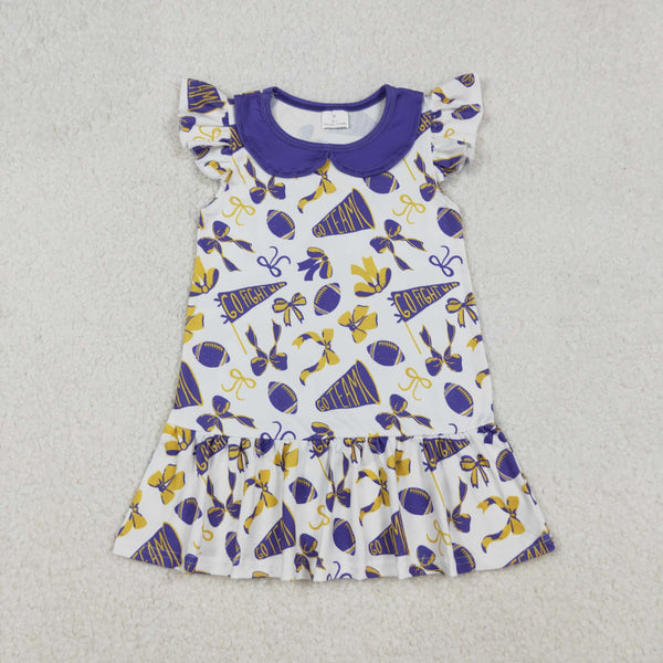 GSD2784 RTS girl clothes purple go team baby girl summer dress