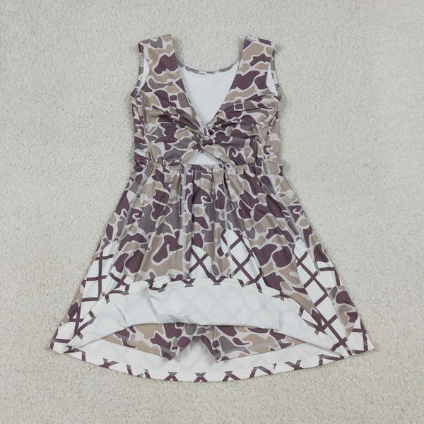 GSD2819 RTS toddler clothes camo summer sports dress yoga summer dress