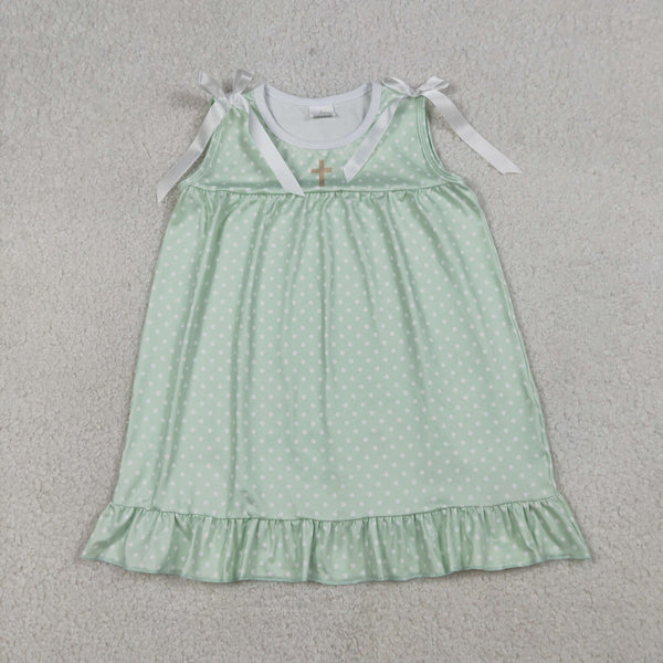 GSD2860 RTS  toddler girl clothes cross print girl easter summer dress