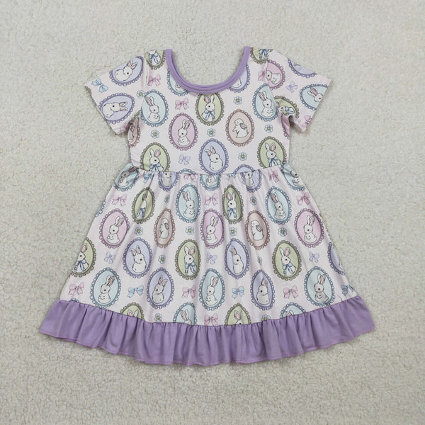 GSD2863 RTS  toddler girl clothes rabbit print girl easter summer dress