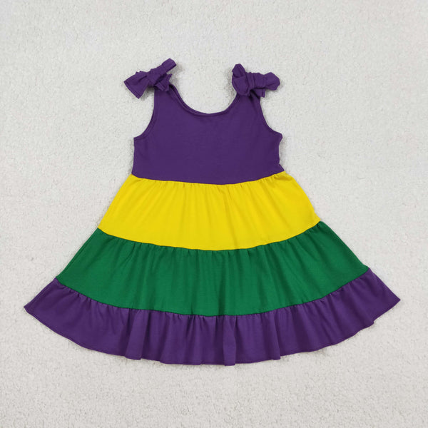 GSD2888 RTS toddler girl clothes mardi gras purple girl summer dress