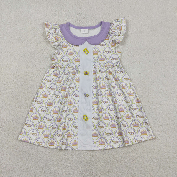 GSD2891 RTS toddler girl clothes mardi gras girl summer dress