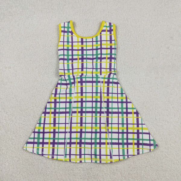 GSD2945 RTS toddler clothes mardi gras  girl yoga summer dress Sports dress