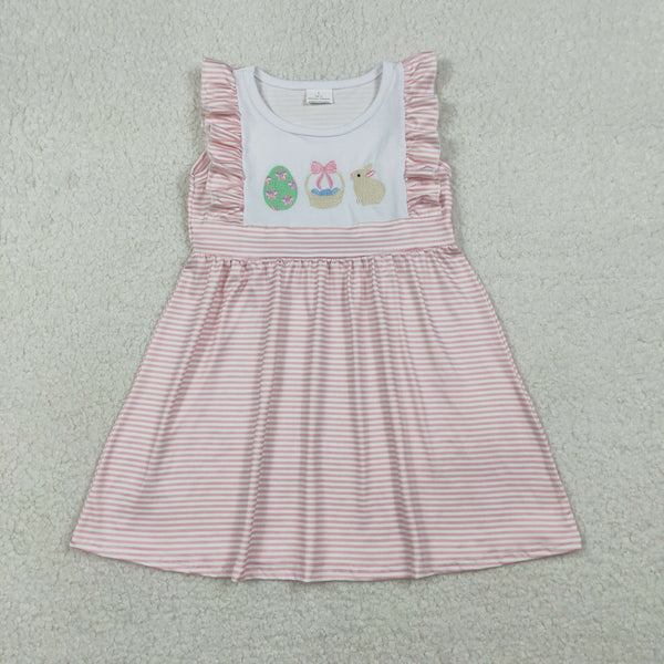 GSD2957 RTS toddler clothes bunny girl easter summer embroidery dress