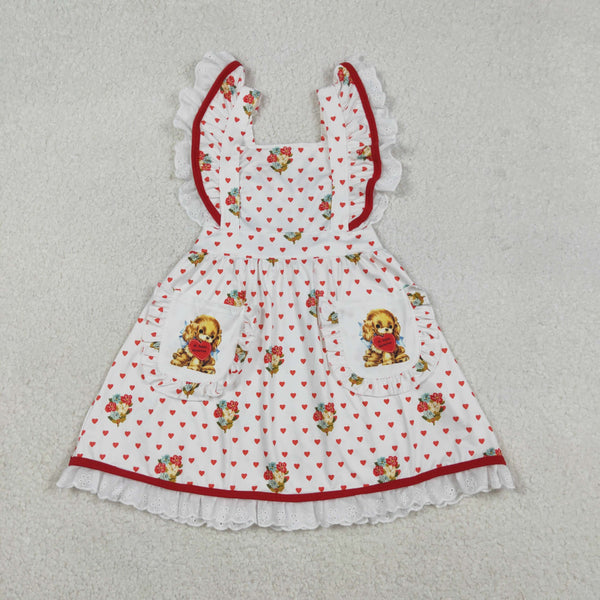 GSD2963 RTS toddler girl clothes red valentines day clothes dress bear girl summer dress