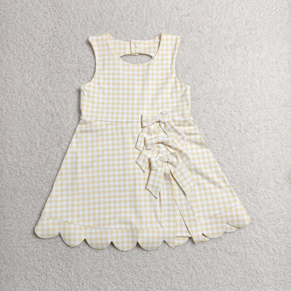 GSD3027 RTS toddler clothes yellow gingham girl yoga summer dress sports clothing