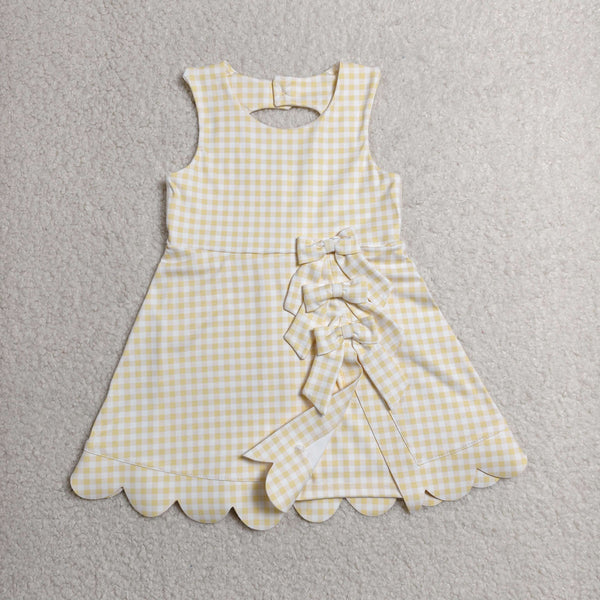GSD3027 RTS toddler clothes yellow gingham girl yoga summer dress sports clothing