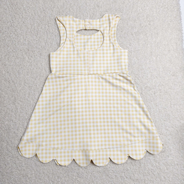 GSD3027 RTS toddler clothes yellow gingham girl yoga summer dress sports clothing