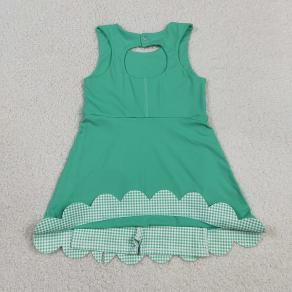 GSD3029 RTS toddler clothes green girl yoga summer dress sports dress