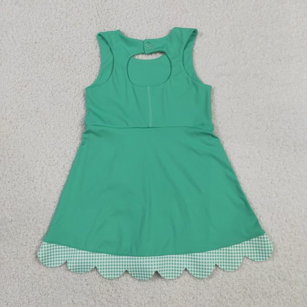 GSD3029 RTS toddler clothes green girl yoga summer dress sports dress