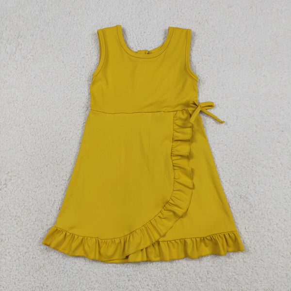 GSD3031 RTS toddler clothes yellow girl yoga summer dress sports clothing