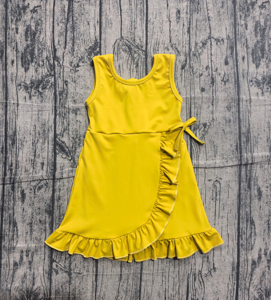GSD3031 pre-order toddler clothes yellow girl yoga summer dress-real pic 2026.5.5