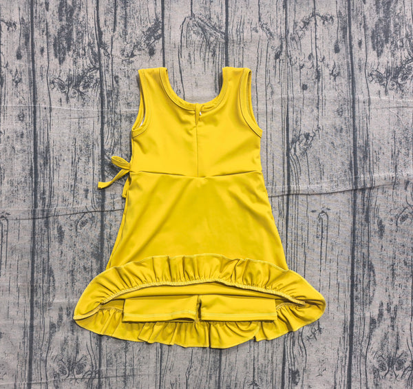 GSD3031 pre-order toddler clothes yellow girl yoga summer dress-real pic 2026.5.5