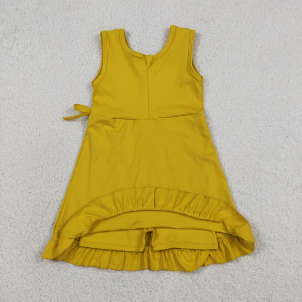 GSD3031 RTS toddler clothes yellow girl yoga summer dress sports clothing