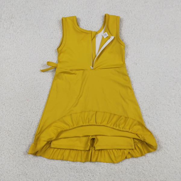 GSD3031 RTS toddler clothes yellow girl yoga summer dress sports clothing