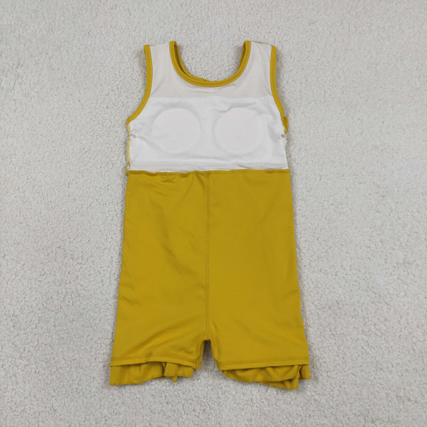 GSD3031 RTS toddler clothes yellow girl yoga summer dress sports clothing