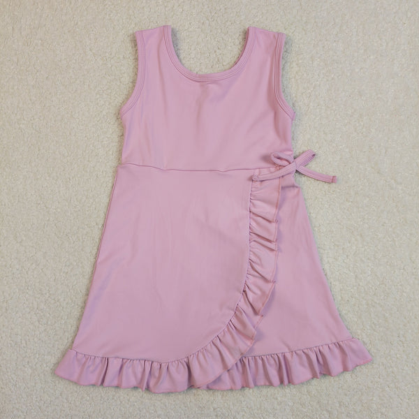 GSD3034 RTS toddler clothes pink girl yoga summer dress sports dress