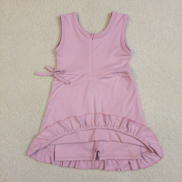 GSD3034 RTS toddler clothes pink girl yoga summer dress sports dress