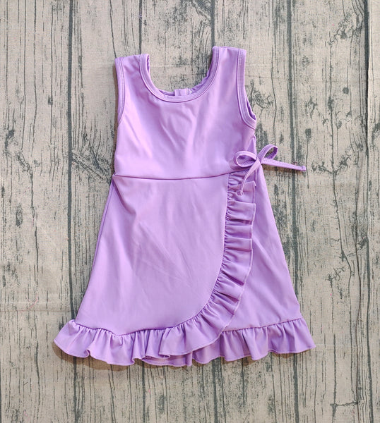 GSD3036 pre-order toddler clothes purple girl yoga summer dress-real pic 2025.11.27