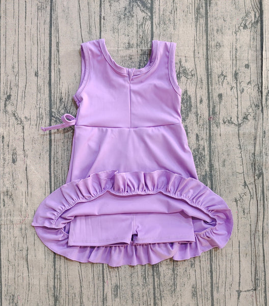 GSD3036 pre-order toddler clothes purple girl yoga summer dress-real pic 2025.11.27