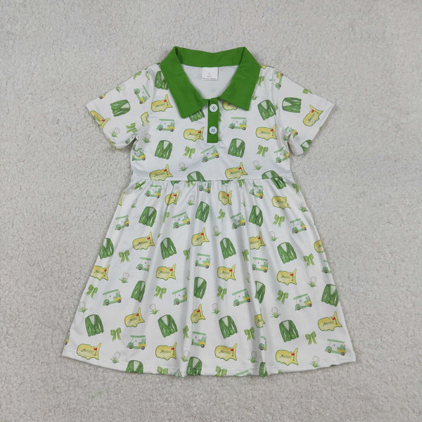 GSD3141 RTS toddler girl clothes green golf girl summer dress