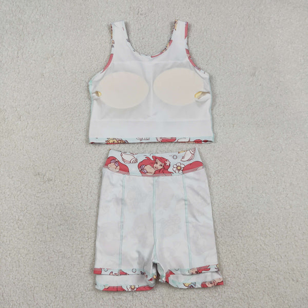 GSD3231 RTS  toddler girl clothes mermaid girl sports outfit yoga set quick dry clothing