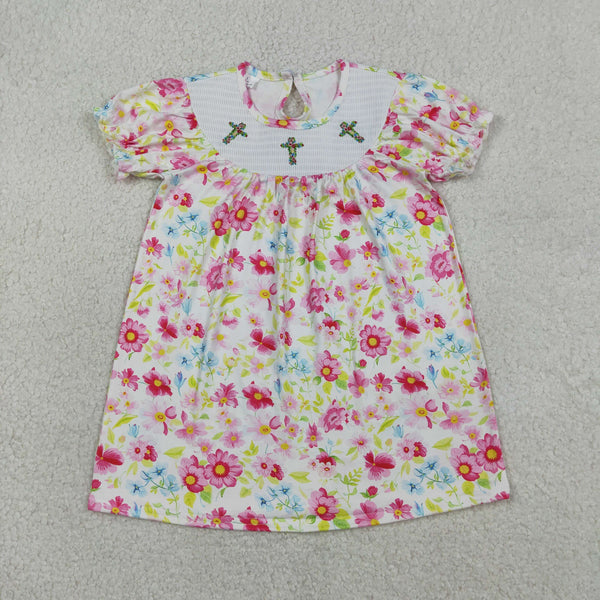 GSD3314 RTS toddler girl clothes cross smock girl easter summer dress spring clothes