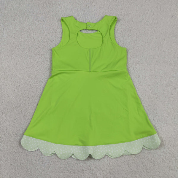GSD3316 RTS toddler girl clothes green girl summer dress sports dress