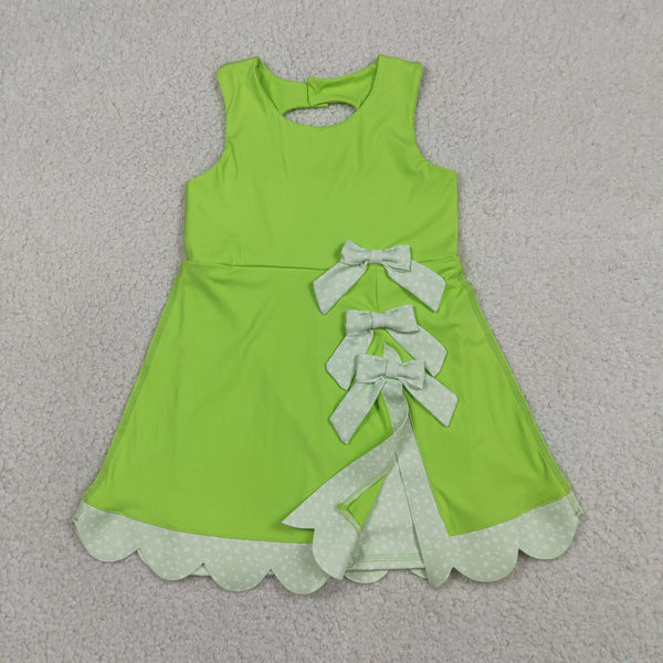 GSD3316 RTS toddler girl clothes green girl summer dress sports dress
