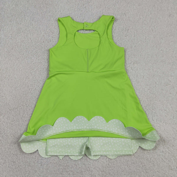 GSD3316 RTS toddler girl clothes green girl summer dress sports dress