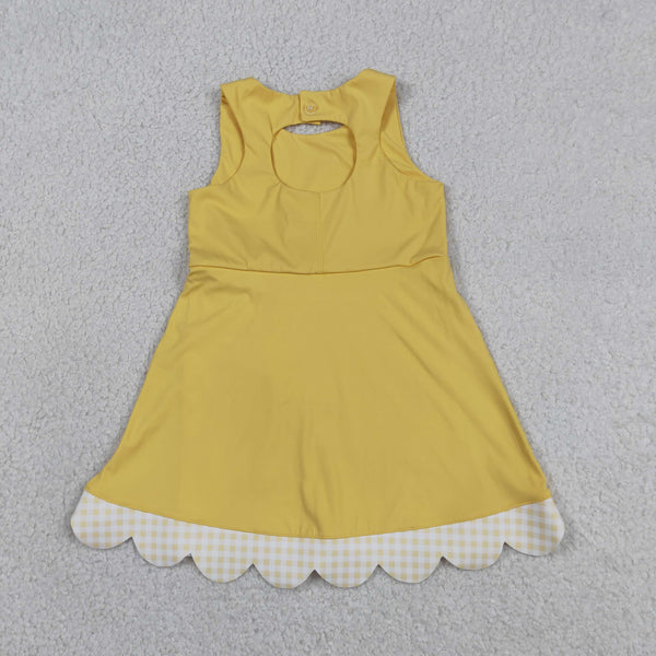 GSD3318 RTS  toddler girl clothes yellow girl summer dress quick dry sports dress