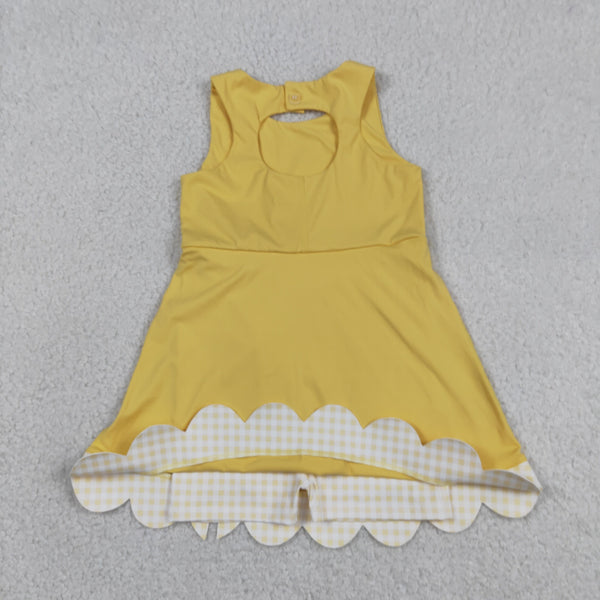 GSD3318 RTS  toddler girl clothes yellow girl summer dress quick dry sports dress