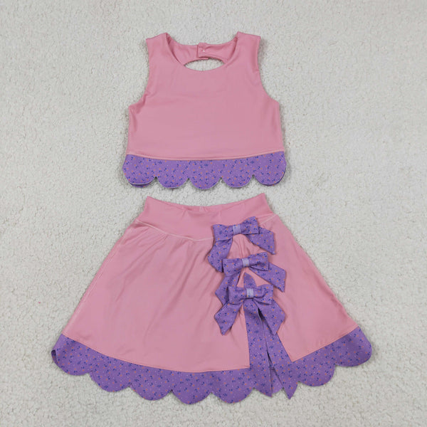 RTS Matching clothing kids athletic mixed print baby girl sleeveless scallop skirt fall clothing-2026.9.9