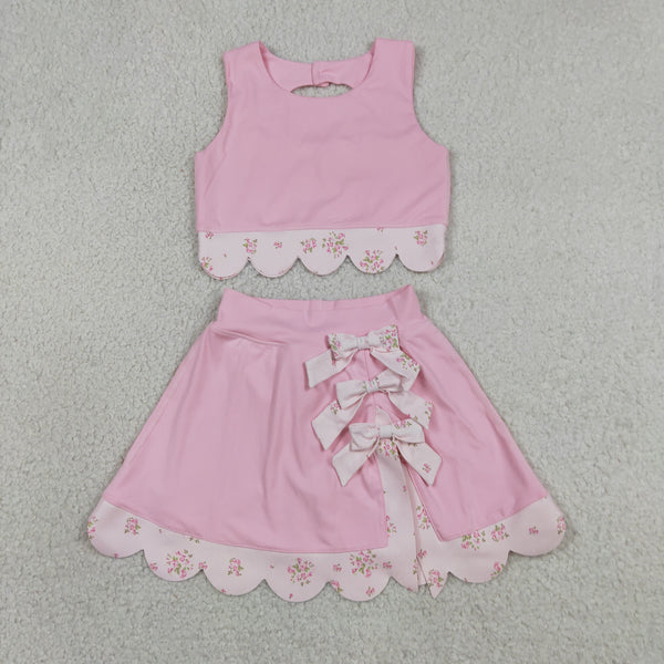 RTS Matching clothing kids athletic mixed print baby girl sleeveless scallop skirt fall clothing-2026.9.9