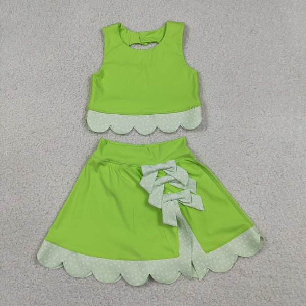 RTS Matching clothing kids athletic mixed print baby girl sleeveless scallop skirt fall clothing-2026.9.9