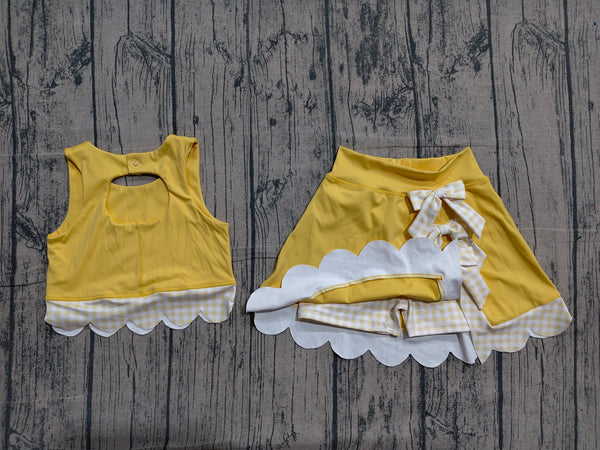 GSD3324 pre-order  toddler girl clothes yellow print girl yoga summer skirt set-real pic 2026.4.2