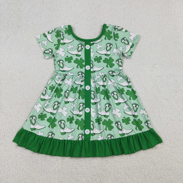 GSD3404 RTS toddler girl clothes boost print girl summer St. Patrick dress