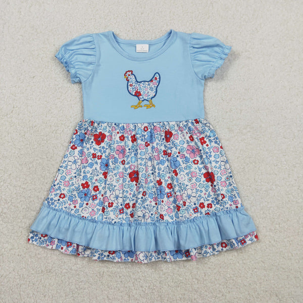 RTS kids matching clothing embroidery rooster print clothing baby girl 4th of July  clothing-2026.2.3