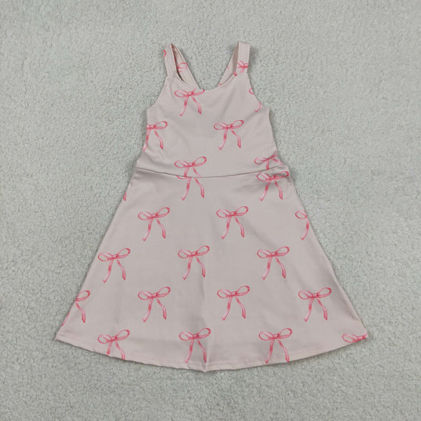 GSD3421 RTS toddler girl clothes bows girl yoga summer skirt dress sports dress