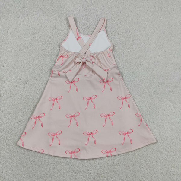 GSD3421 RTS toddler girl clothes bows girl yoga summer skirt dress sports dress