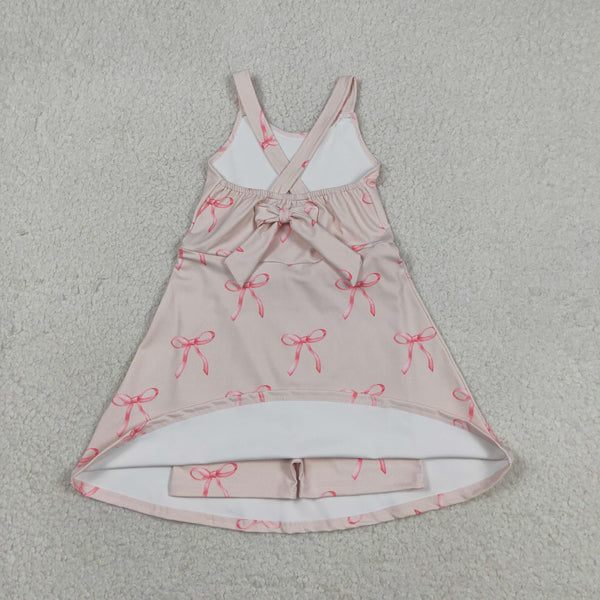 GSD3421 RTS toddler girl clothes bows girl yoga summer skirt dress sports dress