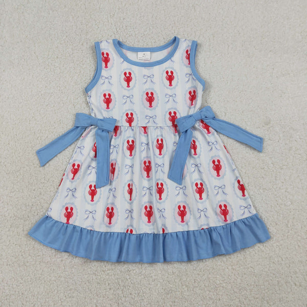 GSD3448 RTS toddler clothes crayfish print  girl summer dress