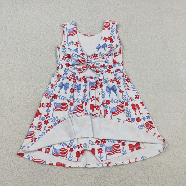 GSD3500 RTS toddler clothes flag print girl 4th of July yoga summer dress sports yoga dress