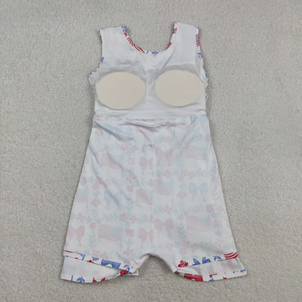 GSD3500 RTS toddler clothes flag print girl 4th of July yoga summer dress sports yoga dress