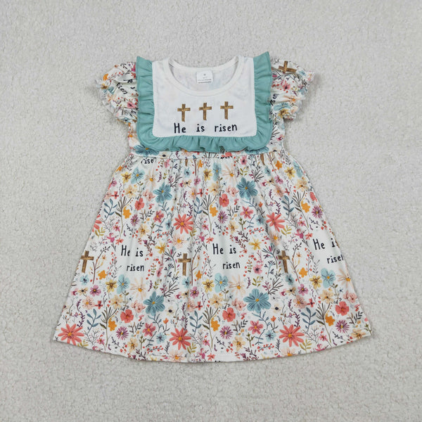 GSD3504 RTS  toddler girl clothes cross print girl easter summer dress