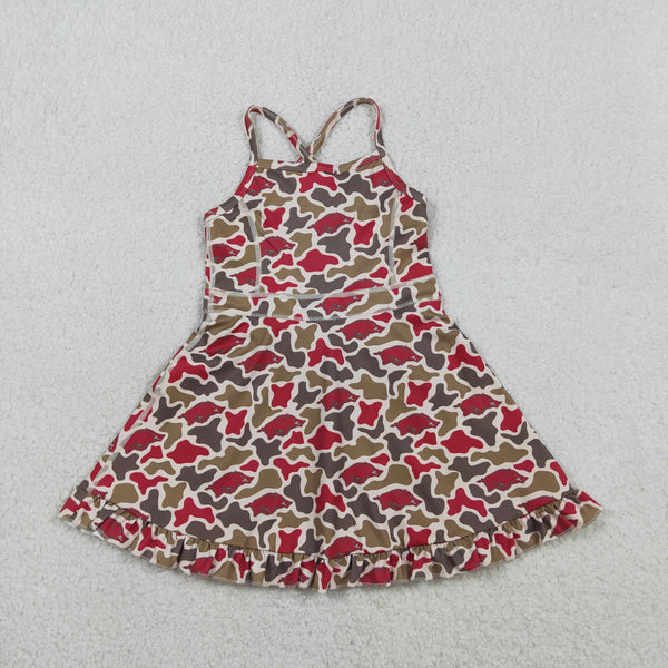 GSD3587 RTS toddler clothes  state camo print girl sports yoga summer dress