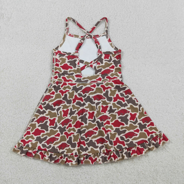 GSD3587 RTS toddler clothes  state camo print girl sports yoga summer dress