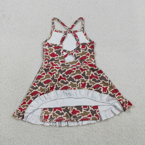 GSD3587 RTS toddler clothes  state camo print girl sports yoga summer dress