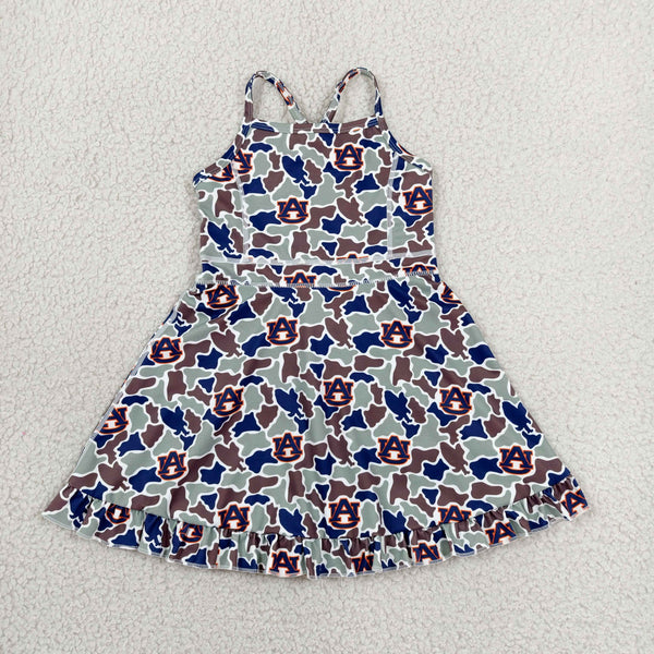 GSD3588 RTS toddler clothes  state camo girl yoga summer dress sports clothes